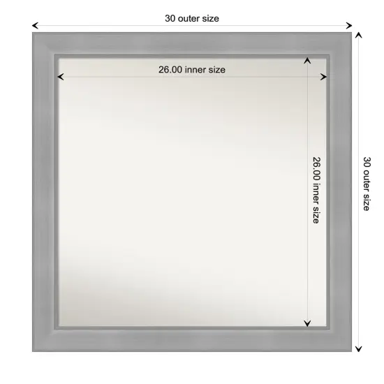 Amanti Art Non-Beveled Wall Mirror, Vista Brushed Nickel Frame {1}