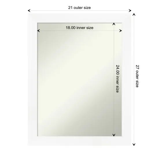 Amanti Art Non-Beveled Wall Mirror, Cabinet White Narrow Frame {1}