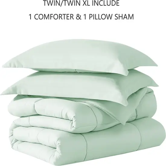 American Home Collection Down Alternative Comforter Set Extra Warm and Soft Mint {4}