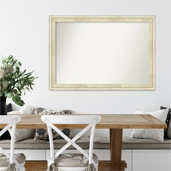 Amanti Art Non-Beveled Wood Wall Mirror, Country White Wash Frame {7}