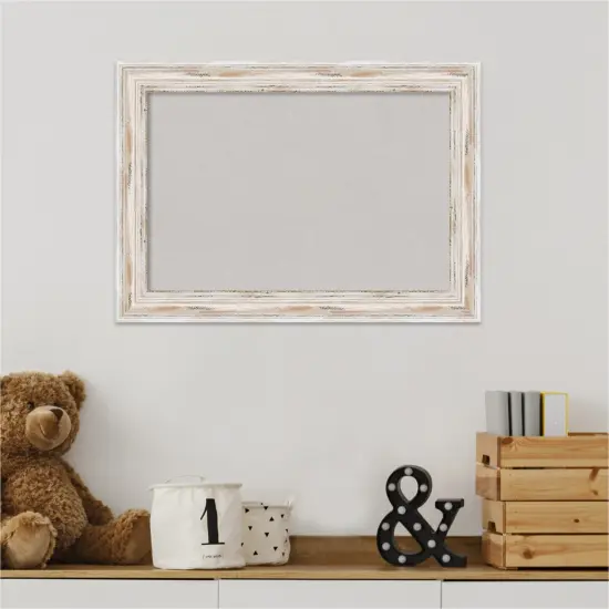 Cork Board, Alexandria White Wash Narrow Wood Frame - Bulletin Board, Organization Board, Pin Board Grey Cork {5}