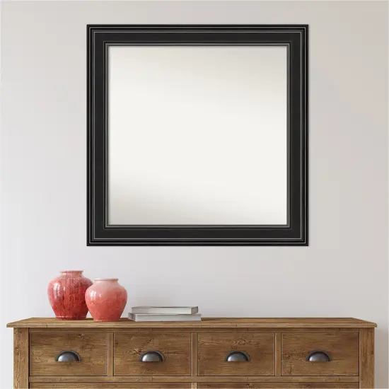Amanti Art Non-Beveled Wall Mirror, Ridge Black Frame Ridge White Frame {7}