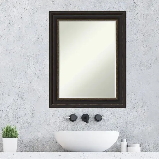 Beveled Bathroom Wall Mirror, Accent Bronze Frame {6}