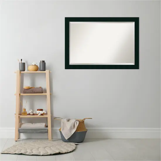 Beveled Wood Bathroom Wall Mirror, Tribeca Black Frame {5}