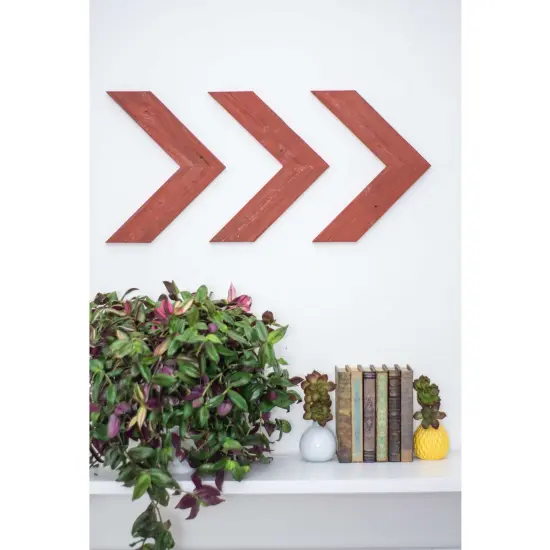 Rustic Farmhouse 11 in. x 14 in. Reclaimed Wood Chevron Arrows (Set of 3) Red {4}