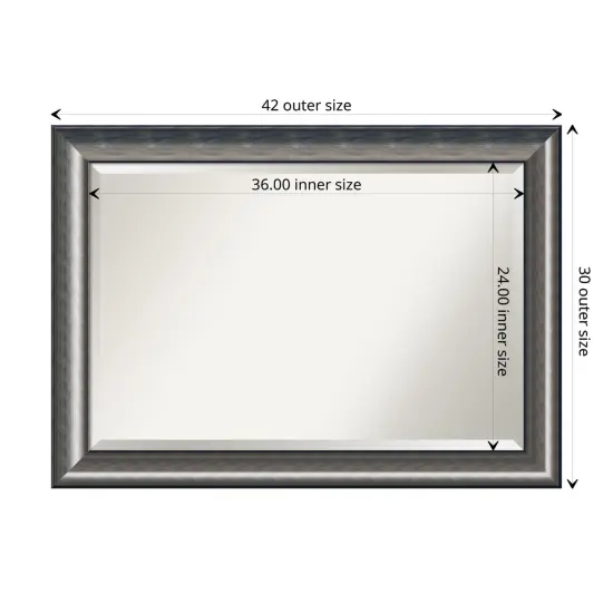 Beveled Wood Bathroom Wall Mirror, Quicksilver Scoop Frame {1}