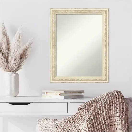 Amanti Art Non-Beveled Wood Wall Mirror, Country White Wash Frame {6}