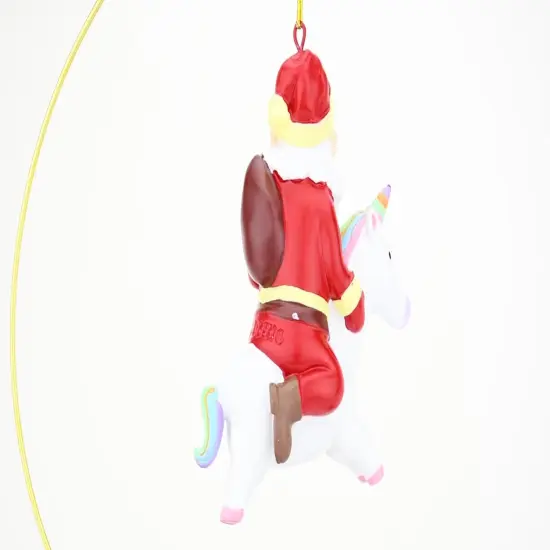 Santa Riding A Unicorn Christmas Ornament {6}