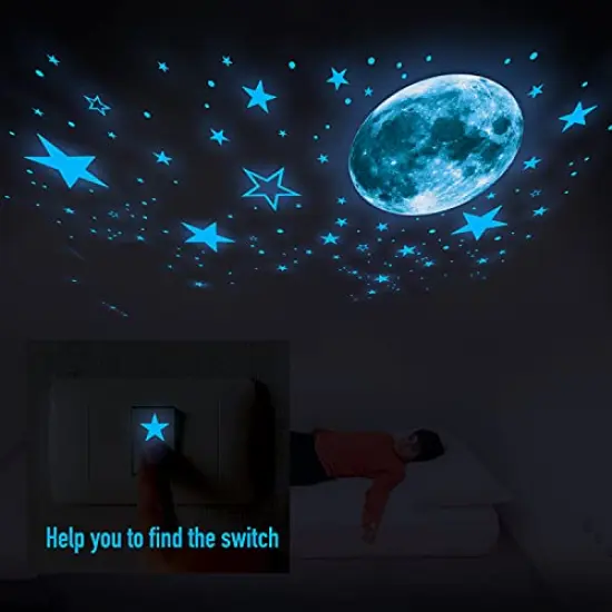 VUDECO 1109 Piece Glow In The Dark Stars and Moon Sticker for Kids Room Decor {3}