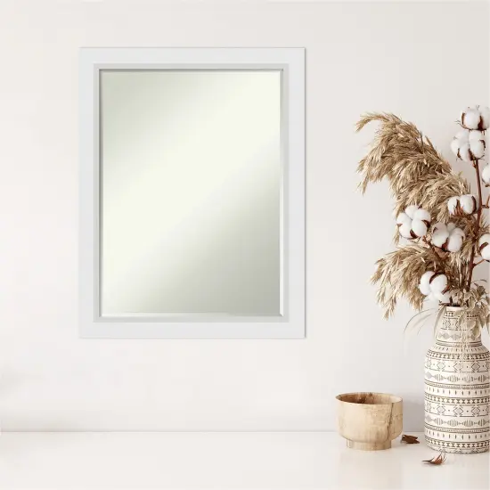 Petite Bevel Wood Wall Mirror, Blanco White Frame {5}