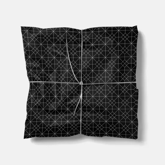 Black Geowire Wrapping Paper Sheets {1}