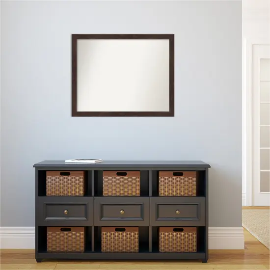 Amanti Art Non-Beveled Wood Wall Mirror, Fresco Dark Walnut Frame {5}