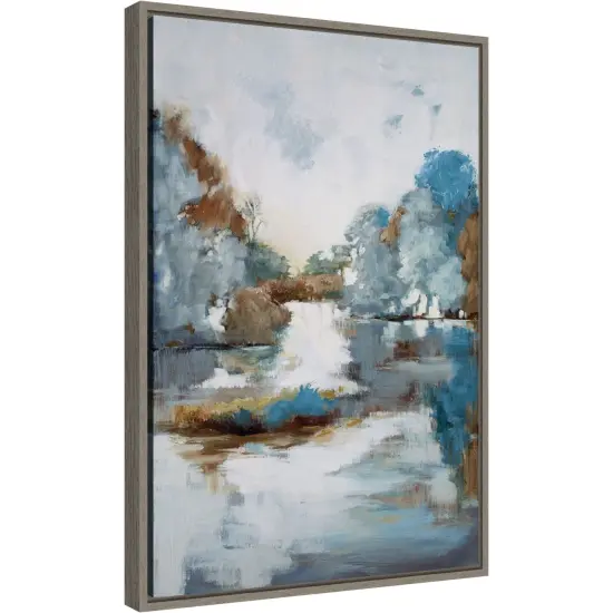 Finding Center Forest Creek by Mary Parker Buckley 16-in. W x 23-in. H. Canvas Wall Art Print Framed in Grey {2}