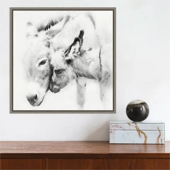 Donkey Portrait III by PHBurchett 16-in. W x 16-in. H. Canvas Wall Art Print Framed in Grey {5}
