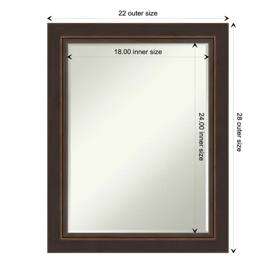 Petite Bevel Wood Wall Mirror, Lara Bronze Frame {1}