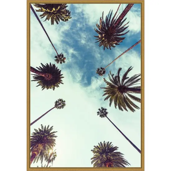 Palm Sky 2 by Design Fabrikken 16-in. W x 23-in. H. Canvas Wall Art Print Framed in Gold {1}