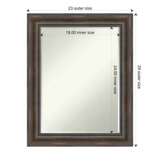 Petite Bevel Wood Wall Mirror, Rustic Pine Frame {1}