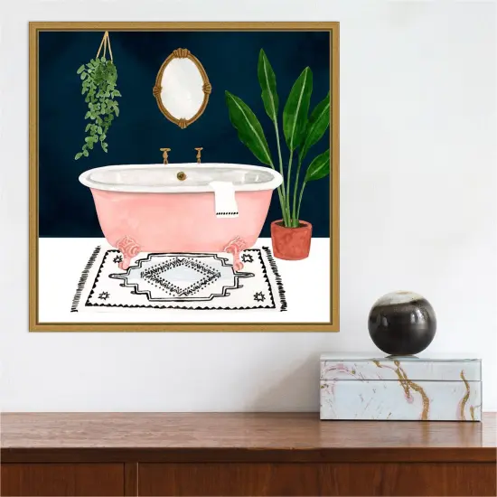 Boho Bath II by Victoria Borges 16-in. W x 16-in. H. Canvas Wall Art Print Framed in Gold {5}