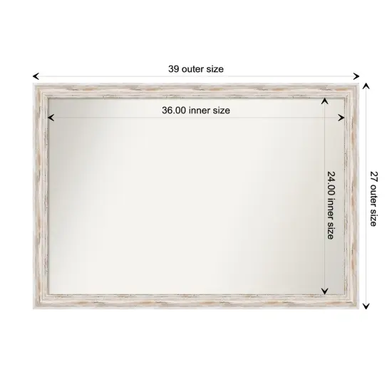 Amanti Art Non-Beveled Wood Wall Mirror, Alexandria White Wash Narrow Frame {1}