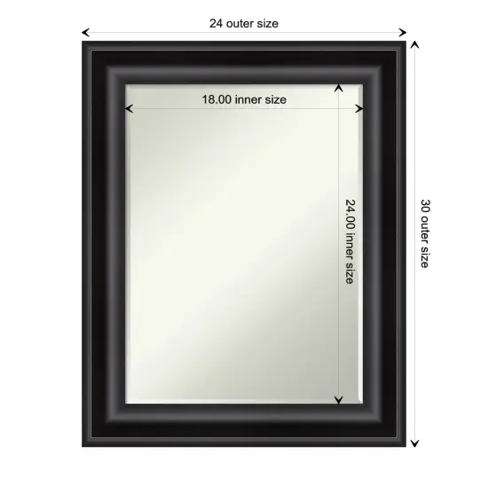 Petite Bevel Wall Mirror, Grand Black Frame {1}