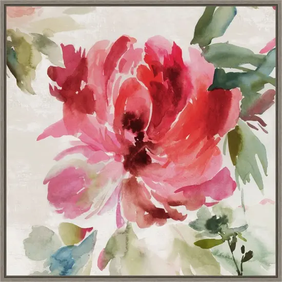 Fall Peony I by Asia Jensen 22-in. W x 22-in. H. Canvas Wall Art Print Framed in Grey {1}