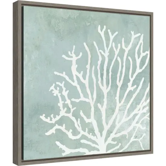 Sea Crown II (Coral) by Aimee Wilson 16-in. W x 16-in. H. Canvas Wall Art Print Framed in Grey {2}