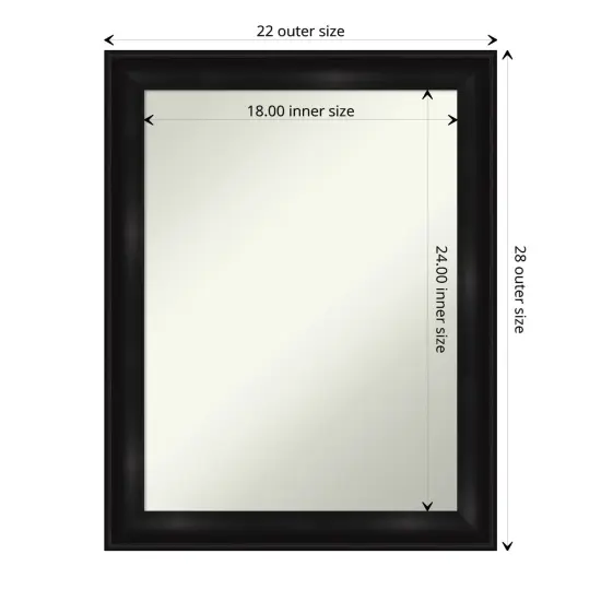 Amanti Art Non-Beveled Wall Mirror, Grand Black Narrow Frame {1}
