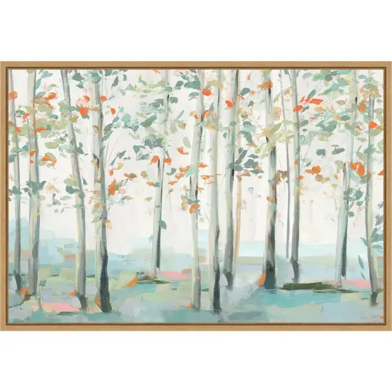 Emerald Forest III by Isabelle Z 23-in. W x 16-in. H. Canvas Wall Art Print Framed in Natural {1}