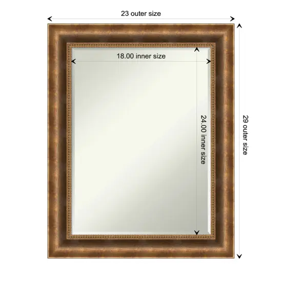 Petite Bevel Wood Wall Mirror, Manhattan Bronze Frame {1}