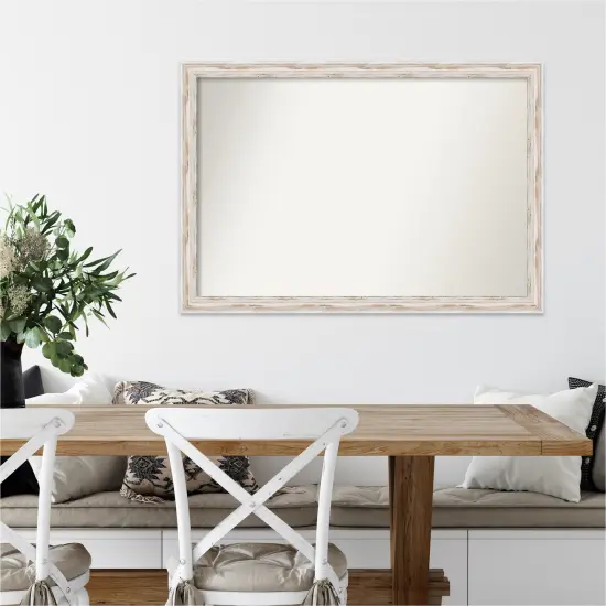 Amanti Art Non-Beveled Wood Wall Mirror, Alexandria White Wash Narrow Frame {6}
