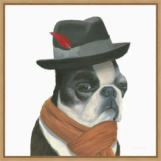 The Boys VIII Dog by Myles Sullivan 16-in. W x 16-in. H. Canvas Wall Art Print Framed in Natural {1}