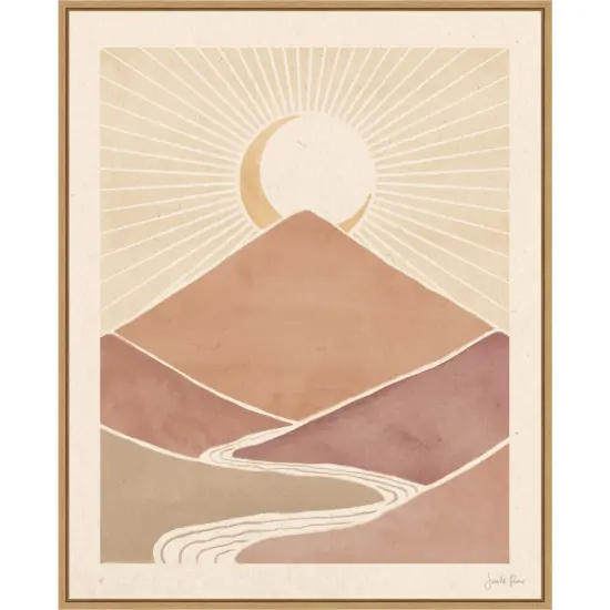 Mid Century Landscape II by Janelle Penner 23-in. W x 28-in. H. Canvas Wall Art Print Framed in Natural {1}