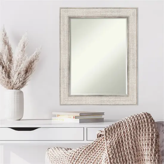 Petite Bevel Wood Wall Mirror, Trellis Silver Frame {6}