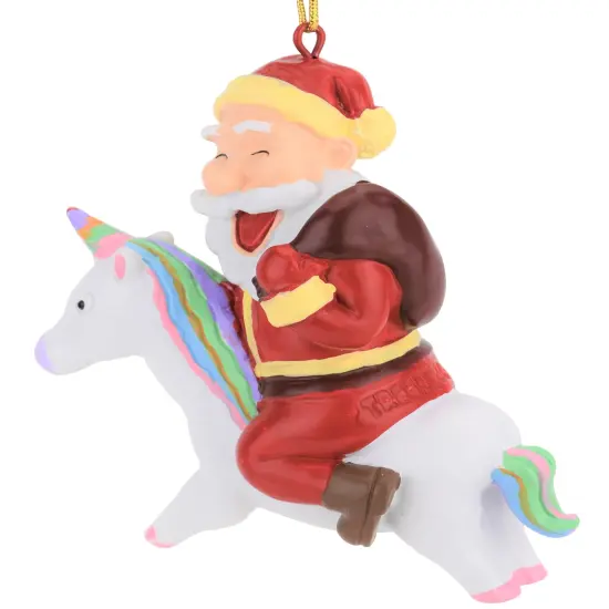 Santa Riding A Unicorn Christmas Ornament {2}