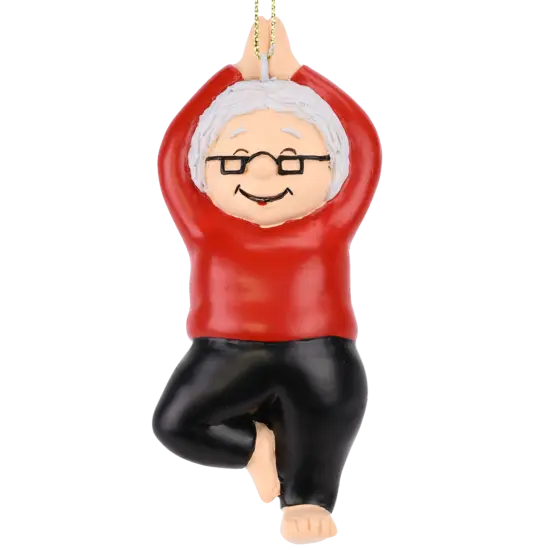 Mrs. Claus Tree Pose Yoga Christmas Ornament {1}