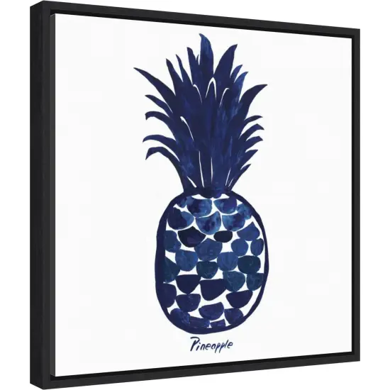 Indigo Pineapple by Aimee Wilson 16-in. W x 16-in. H. Canvas Wall Art Print Framed in Black {2}