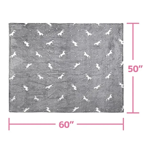 VUDECO Glow in The Dark Blanket for Kids 50 x 60 inches Grey {5}