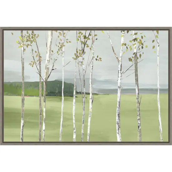 Birch Valley (Trees) by Allison Pearce 23-in. W x 16-in. H. Canvas Wall Art Print Framed in Grey {1}