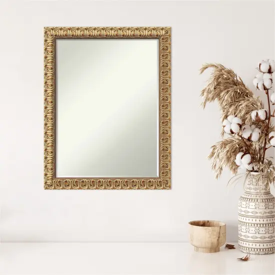 Petite Bevel Wood Wall Mirror, Florentine Gold Frame {5}