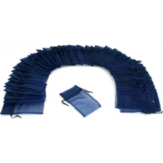 48 Jewelry Navy Blue Organza Drawstring Gift Bags 3x4" {1}