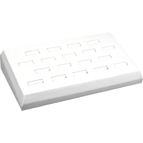 18 Ring Tray White Leather Jewelry Showcase Display Box {1}