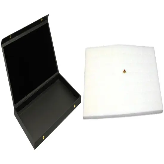 Black Faux Leather Jewelry Case w/ 1 White 72-slot Foam Insert (Snap close lid) {1}