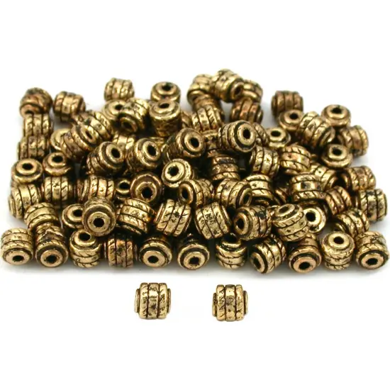 Barrel Bali Beads Antique Gold Plated 4.5mm Approx 100 {1}