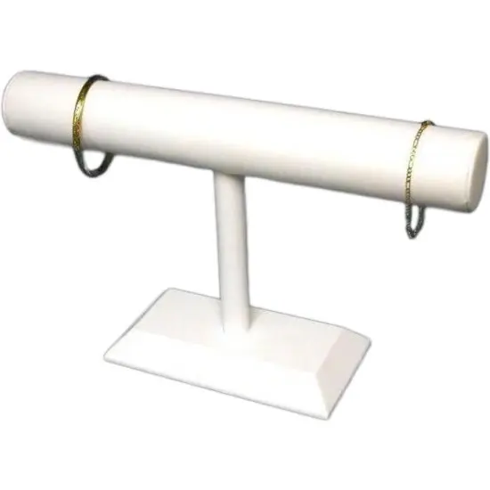 White Leather T-Bar Bracelet & Necklace Pendant Jewelry Display Kit 6 Pcs {1}