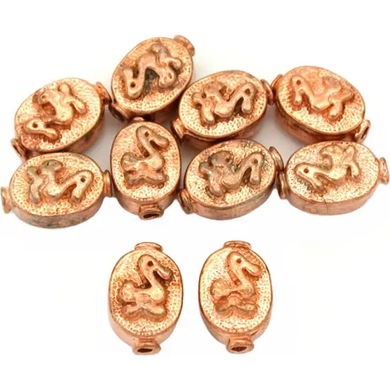 15g Fluted Oval Duck Beads Copper Plt 11.5mm Approx 10 {1}