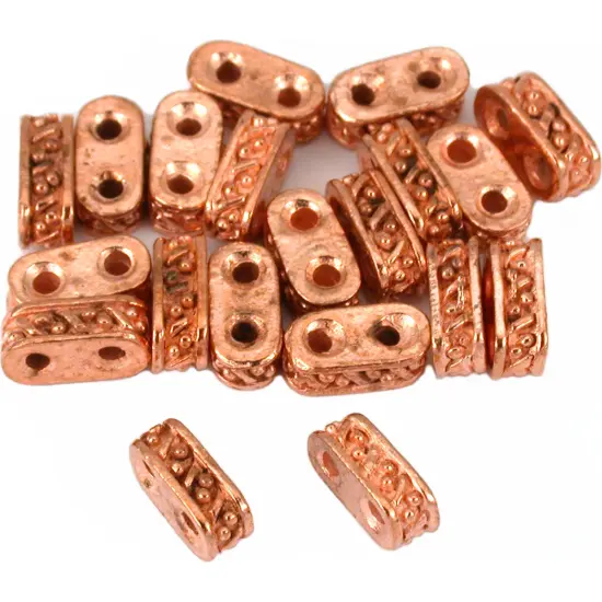 2 Hole Spacer Bali Beads Copper Plated 9mm Approx 20 {1}