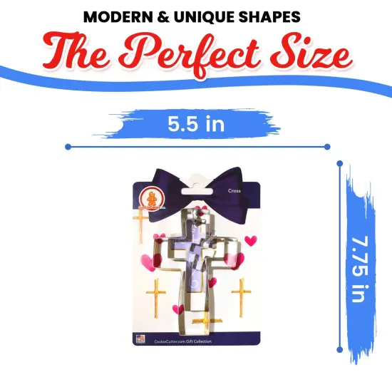 CookieCutter.com Religious Cross Cookie Cutter Set 3 Piece, Hang Tag Cookie Recipe Card, Large, Medium, Small, Tin Plate Steel, USA {2}