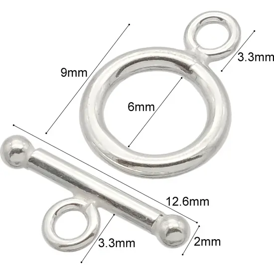 Sterling Silver Bolt Ring 14mm Toggle 3 Clasps {2}
