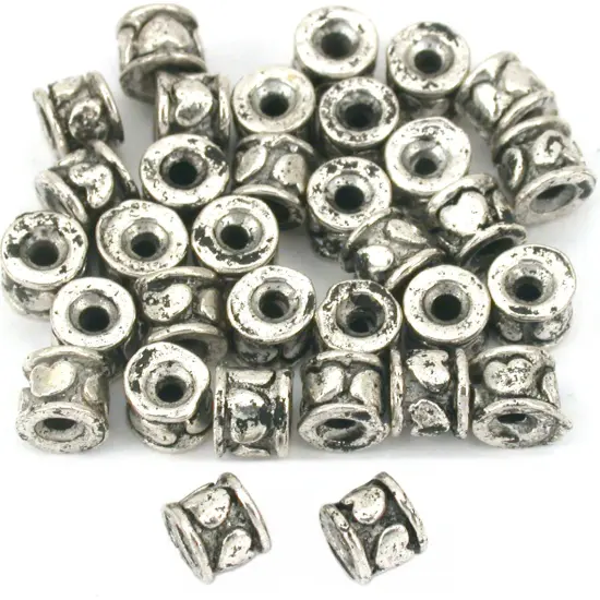 Bali Spacer Heart Beads Antq Silver Plt 5mm Approx 30 {1}