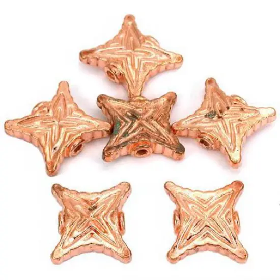 Bali Square Beads Copper Plated Beading 14mm Approx 6 {1}